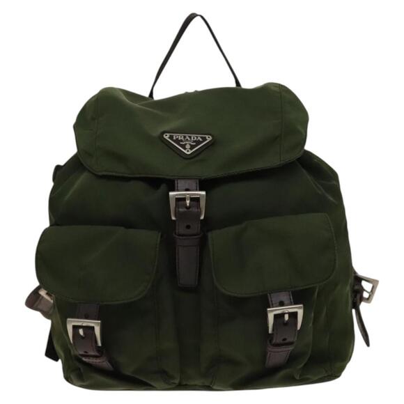 PRADA Backpack Nylon Khaki Silver - Picture 2 of 10